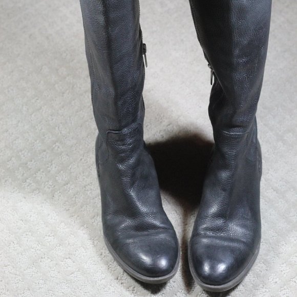 Vince Camuto Size 75 Black Decorative Lacing Riding Boots - Picture 2 of 8